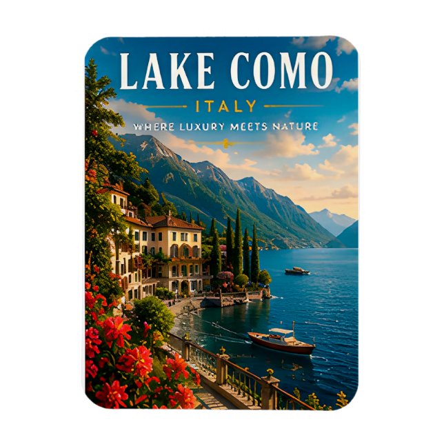 🌊 Lake Como Italien Lyx Sjöside Magnet (Vertikal)