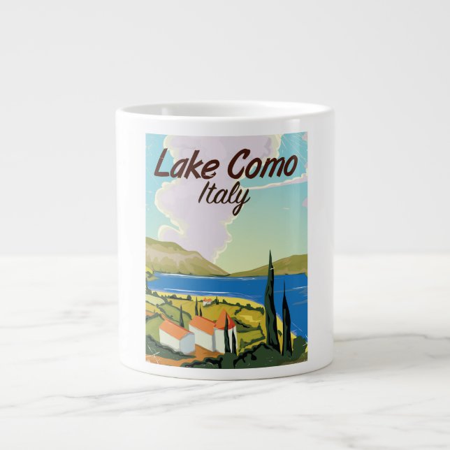 Lake Como Italien reseskylt Jumbo Mugg (Framsidan)
