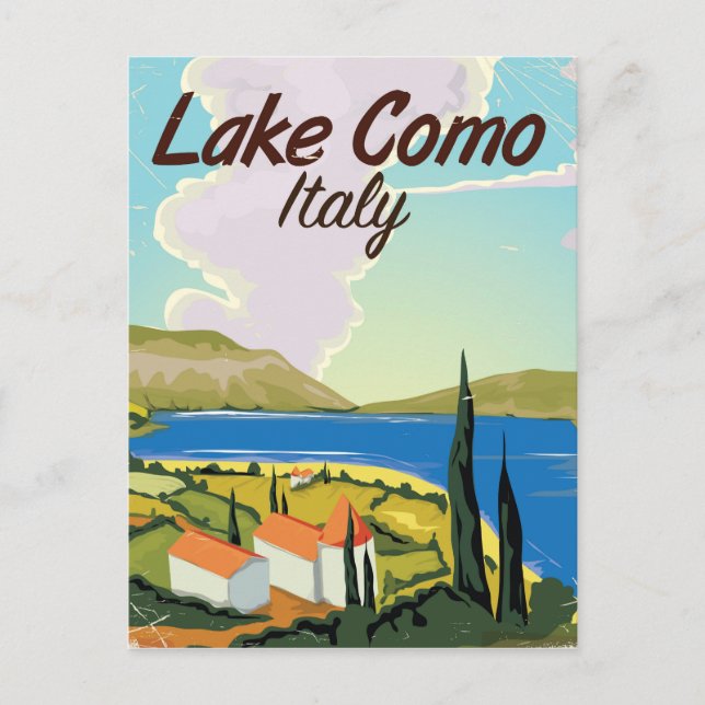 Lake Como Italien reseskylt Vykort (Framsida)