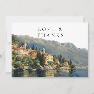 Lake Como Italien Vattenfärg Bröllopsfoto Tack Kort