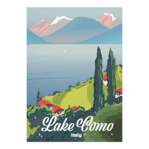 Lake Como Italien vintage resemål Fototryck