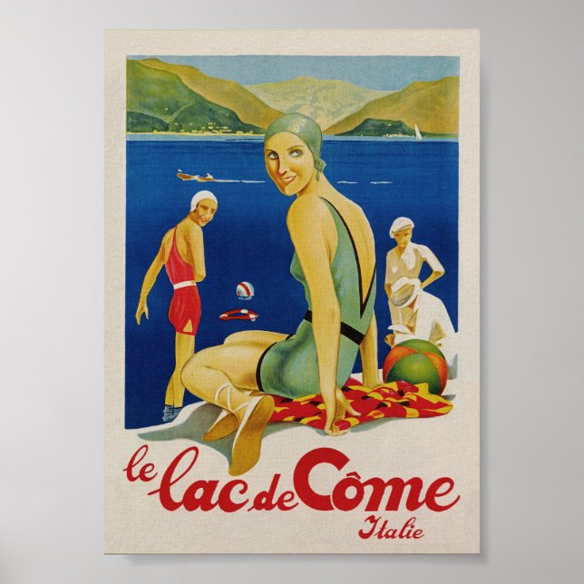 Lake Como Italien Vintage Resor Affisch (Framsidan)
