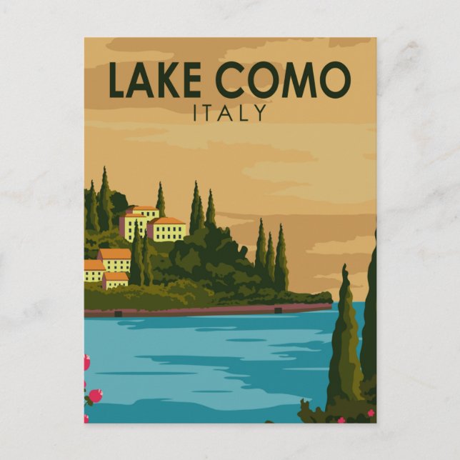 Lake Como Italien Vintage Vykort (Framsida)