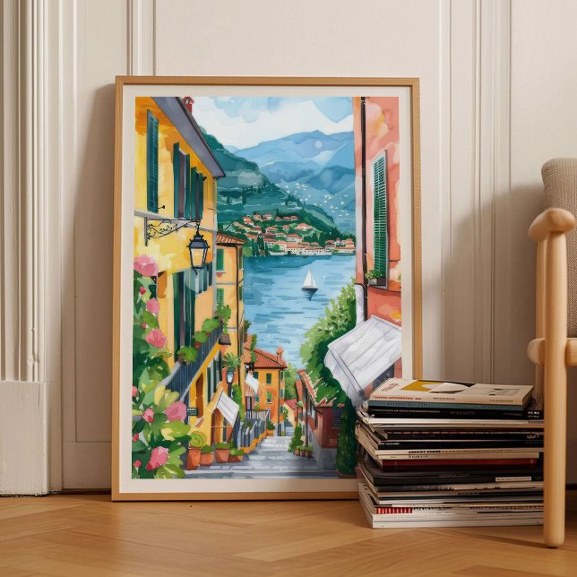 Lake Como Print Lake Como Poster Como Illustration (Skapare uppladdad)