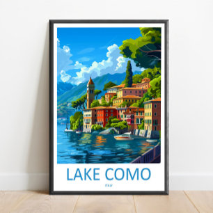 Lake Como Reseskylt Väggkonst Lake Como Italien Wa