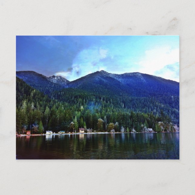Lake Crescent Stugor Olympic National Vykort (Framsida)