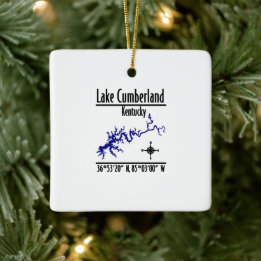 Lake Cumberland Kentucky Kustlinjekarta Koordinate Julgransprydnad Keramik