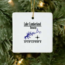 Lake Cumberland Kentucky Kustlinjekarta Koordinate Julgransprydnad Keramik