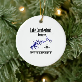 Lake Cumberland Kentucky Kustlinjekarta Koordinate Julgransprydnad Keramik