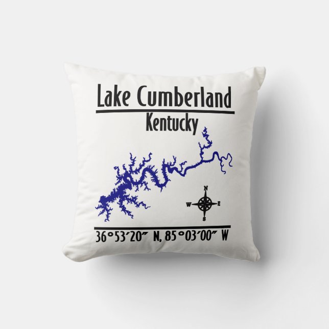 Lake Cumberland Kentucky Kustlinjekarta Koordinate Kudde (Framsida)