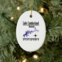 Lake Cumberland Kentucky Strandkartskoordinater Julgransprydnad Keramik