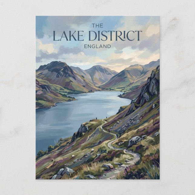 Lake District England översätts till "Lake Distric Vykort (Framsida)
