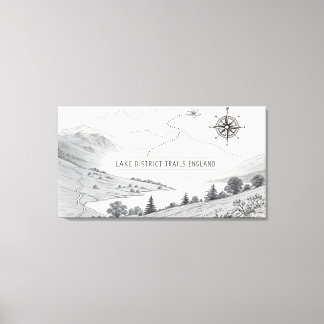 Lake District England Trails Ink Sketch Wall Art Canvastryck
