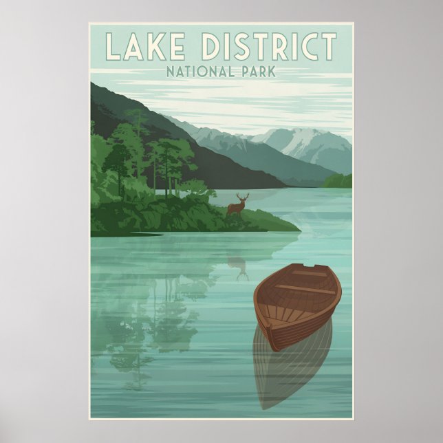 Lake District National Park Reseskylat Grönt Poster (Framsidan)
