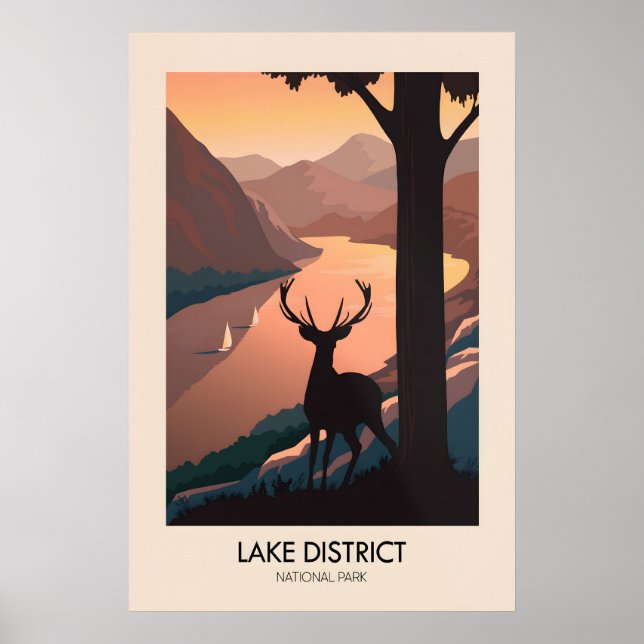 Lake District Nationalpark Modern Resemålning Post Poster (Framsidan)