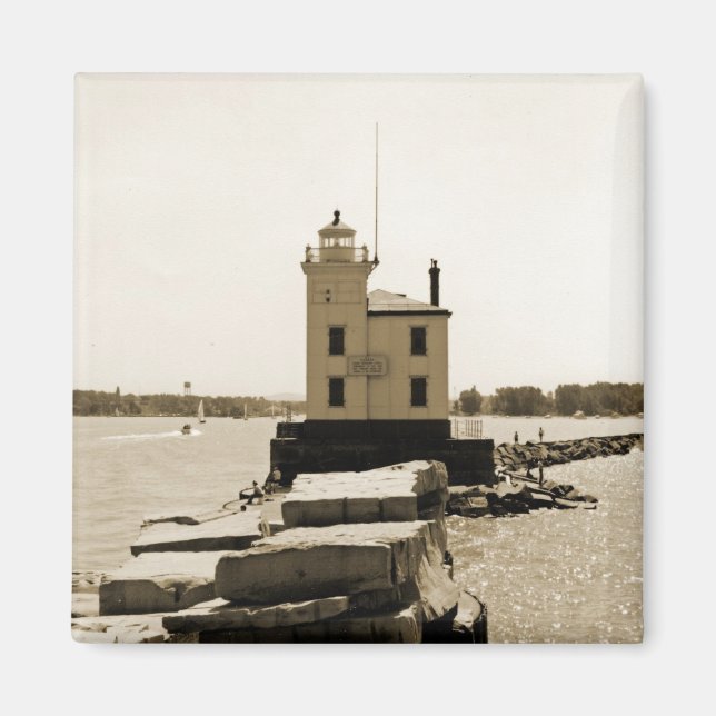 Lake Erie fyr Magnet (Framsidan)
