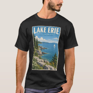Lake Erie Illustration Resa Konst Vintage T Shirt
