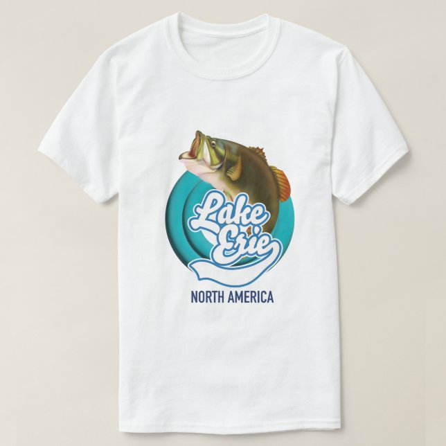Lake Erie Nordamerika fiskelogotyp T Shirt (Design framsida)