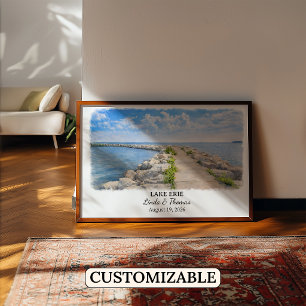 Lake Erie Pennsylvania Affisch, Akvarell, Anpassad Poster
