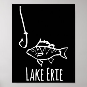 Lake Erie Pennsylvania Fiske Fish Hook Abborre Tr Poster