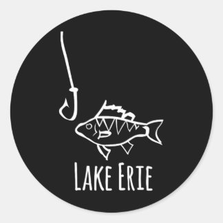 Lake Erie Pennsylvania Fiske Fish Hook Abborre Tr Runt Klistermärke
