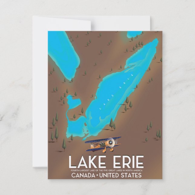 Lake Erie, USA sjö Map resa affisch (Framsida)