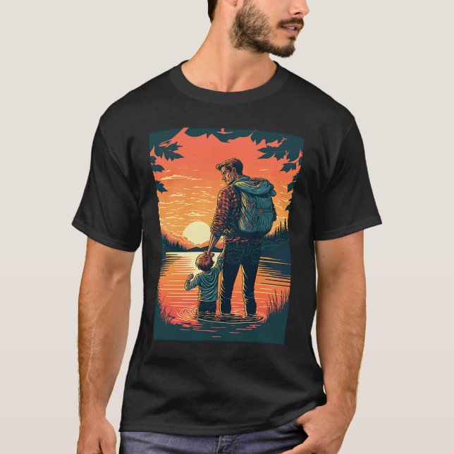 Lake Fishing Trip Father And Child Lake Adventure T Shirt (Framsida)