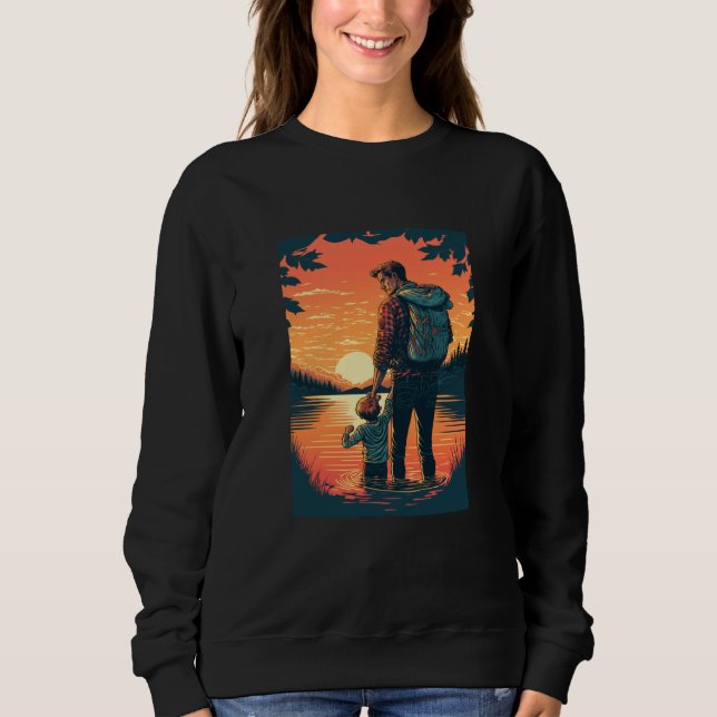 Lake Fishing Trip Father And Child Lake Adventure T Shirt (Framsida)