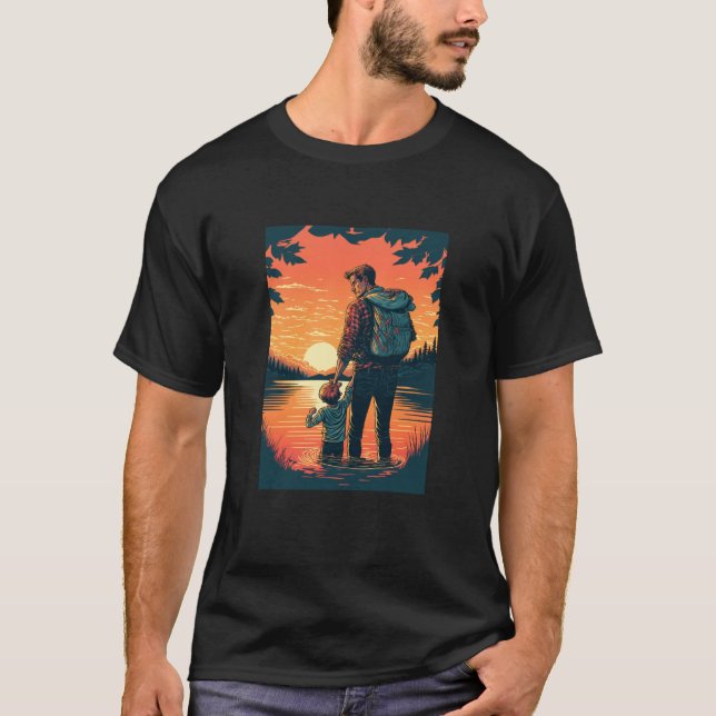 Lake Fishing Trip Father And Child Lake Adventure T Shirt (Framsida)