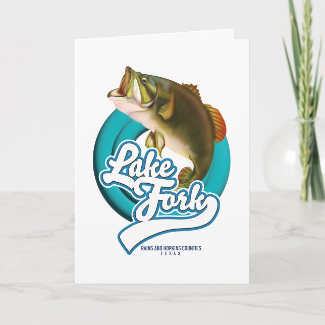 Lake Fork Texas Fiske logotyp. Helgkort (Framsida)