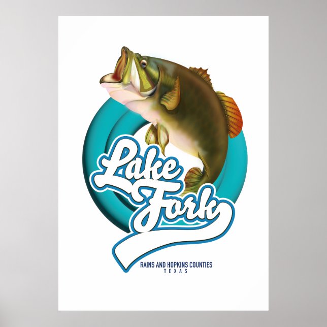 Lake Fork Texas Fiske logotyp. Poster (Framsidan)