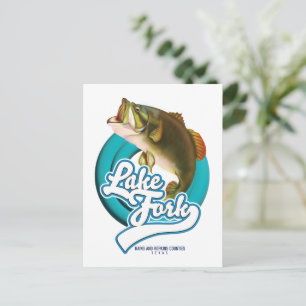 Lake Fork Texas Fiske logotyp. Vykort