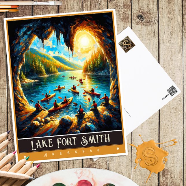 Lake Fort Smith, Arkansas | Gammal målning Vykort (Skapare uppladdad)