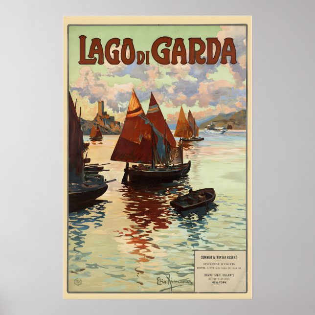 Lake Garda Italy Vintage Travel Poster (Framsidan)