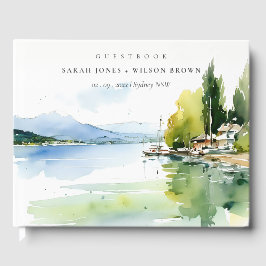 Lake Geneva Switzerland Watercolor Scape Wedding Gästböcker