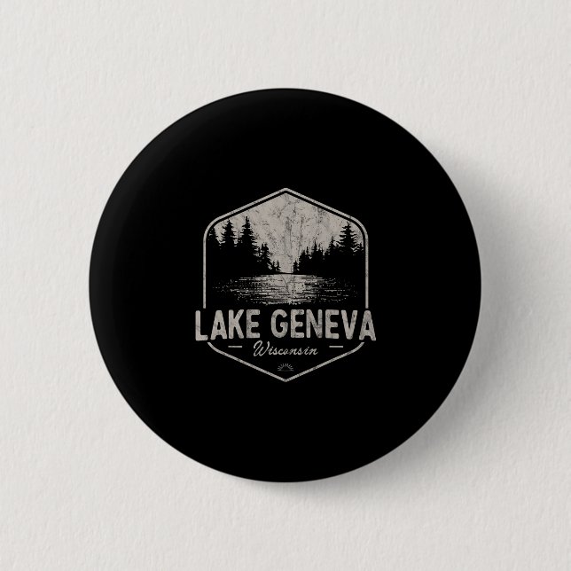 Lake Geneva Wisconsin Utomhus Vintage  Knapp (Framsida)