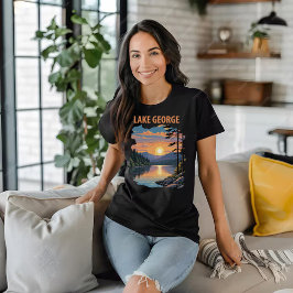 Lake George Mountain Solnedgång Resa T Shirt