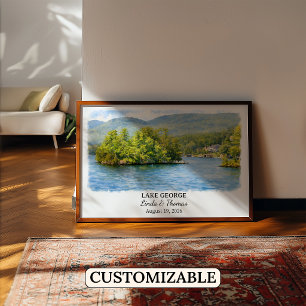 Lake George New York Affisch, Akvarell, Anpassad Poster