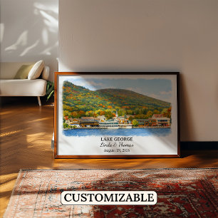 Lake George New York Affisch, Akvarell, Anpassad Poster