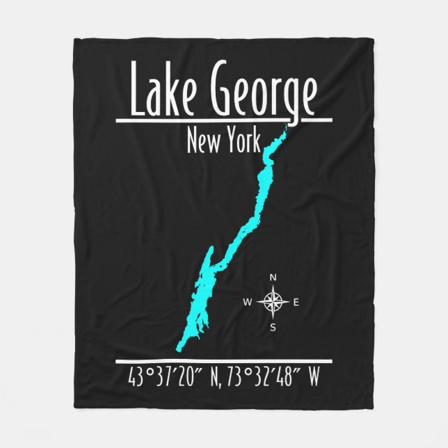 Lake George New York Kart Fleecefilt (Framsidan)