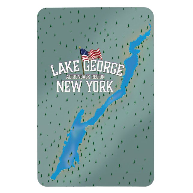 Lake George New York Karta Magnet (Vertikal)