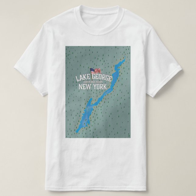 Lake George New York Karta T Shirt (Design framsida)