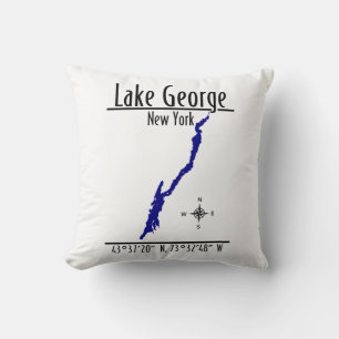 Lake George New York Kustlinjekarta Koordinater Kudde