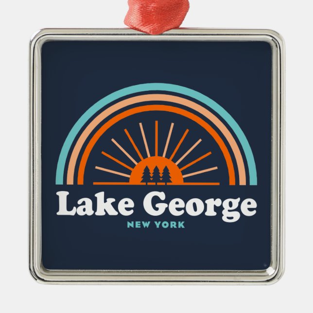 Lake George, New York Regnbåge Julgransprydnad Metall (Framsidan)