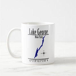 Lake George New York Tvåsidig Strandlinjekarta Mug Kaffemugg