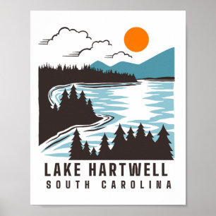 Lake Hartwell South Carolina Sommar Sjö Liv Båt Poster