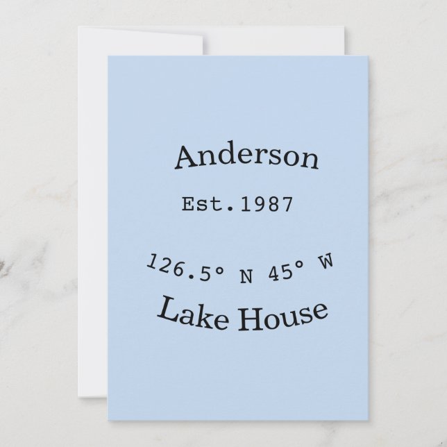 Lake house ets. Date year custom coordinates add n Inbjudningar (Framsida)