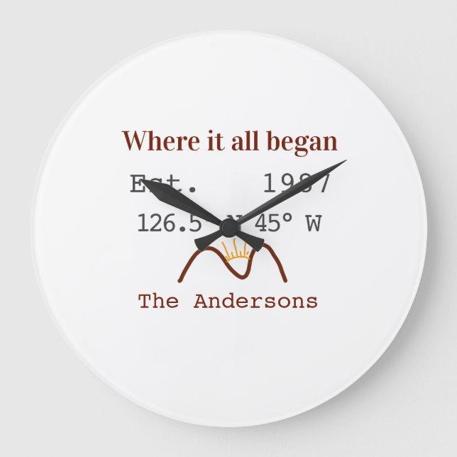 Lake house ets. Date year custom coordinates brown Stor Klocka (Framsida)