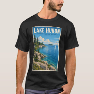 Lake Huron Illustration Resa Konst Vintage T Shirt