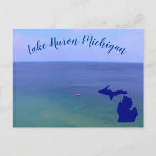 Lake Huron Michigan översätts till "Michigansjön" Vykort